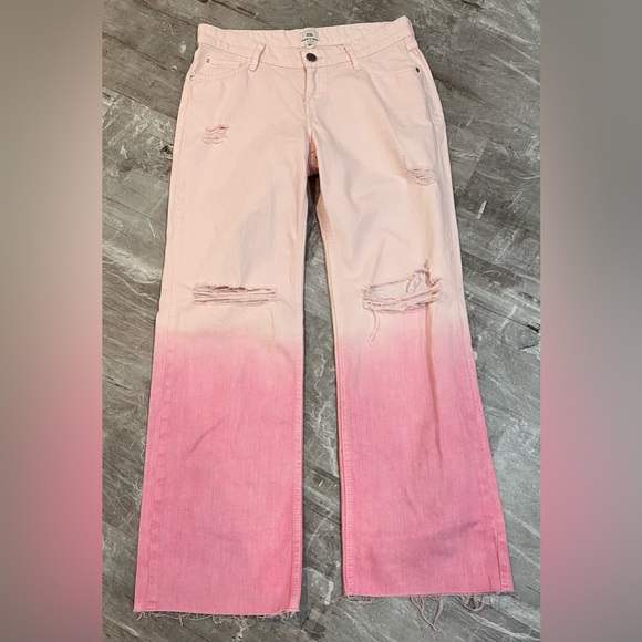 River Island High-Rise Ripped Dip-Dyed Jeans NWOT - Picture 5 of 7